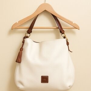 Dooney & Bourke Cream and Brown Hobo Bag